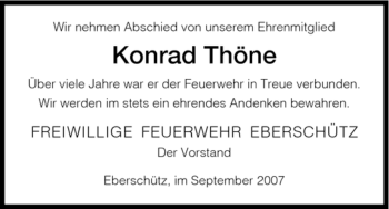 Traueranzeige von Konrad Thöne von HNA