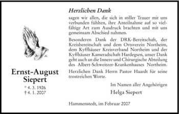 Traueranzeige von Ernst-August Siepert von HNA