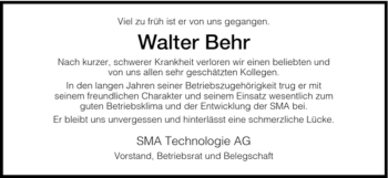 Traueranzeige von Walter Behr von HNA