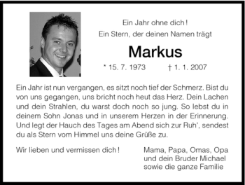 Traueranzeige von Markus Kosch von HNA