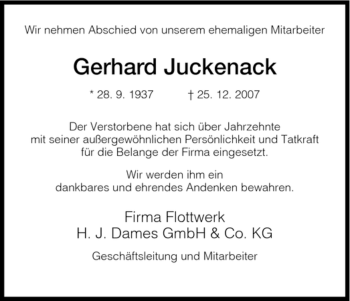 Traueranzeige von Gerhard Juckenack von HNA