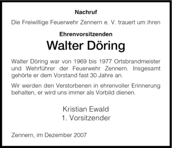 Traueranzeige von Walter Döring von HNA