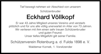 Traueranzeige von Eckhard Völlkopf von HNA