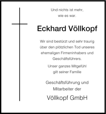 Traueranzeige von Eckhard Völlkopf von HNA