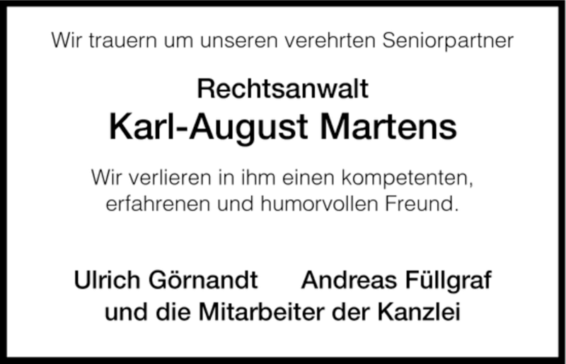  Traueranzeige für Karl-August Martens vom 12.01.2008 aus HNA