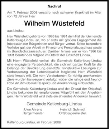 Traueranzeige von Wilhelm Wuestefeld von HNA