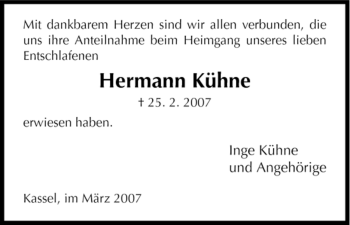 Traueranzeige von Hermann Kühne von HNA