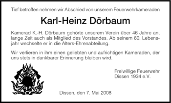 Traueranzeige von Karl-Heinz Dörbaum von HNA