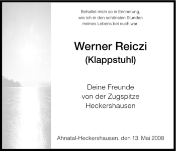 Traueranzeige von Werner Reiczi von HNA