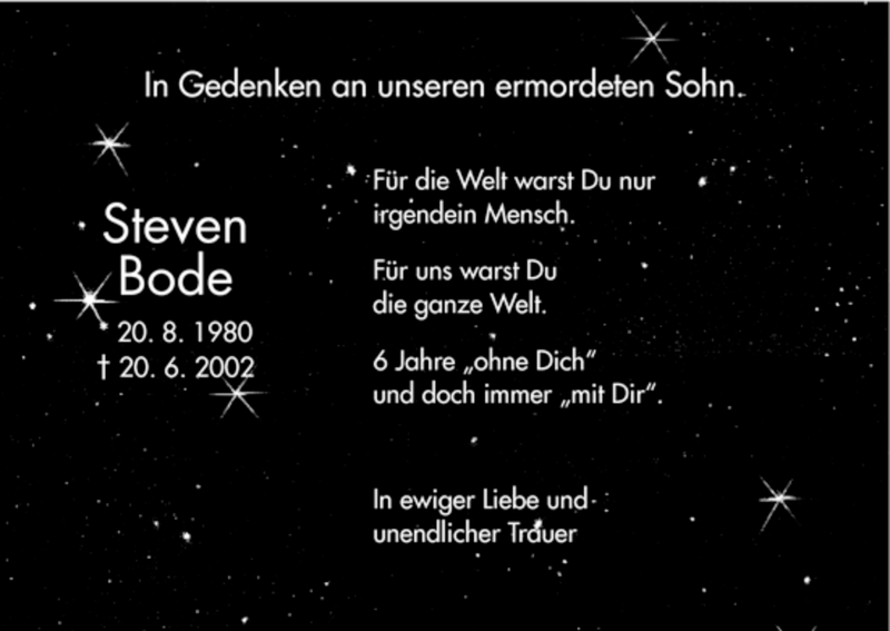  Traueranzeige für Steven Bode vom 20.06.2008 aus HNA