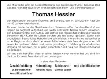 Traueranzeige von Thomas Hessler von HNA