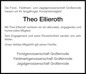 Traueranzeige von Theo Ellieroth von HNA