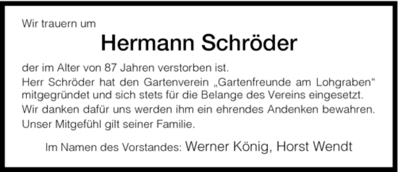  Traueranzeige für Hermann Schröder vom 23.08.2008 aus HNA