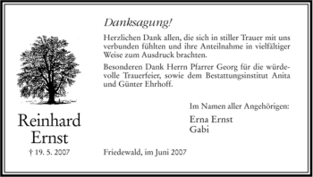 Traueranzeige von Reinhard Ernst von HNA