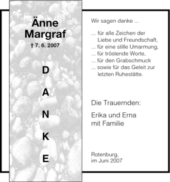Traueranzeige von Änne Margraf von HNA
