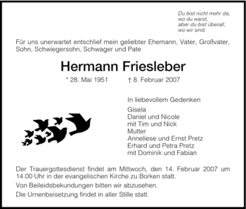 Traueranzeige von Hermann Friesleber von HNA