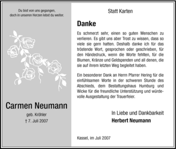 Traueranzeige von Carmen Neumann von HNA