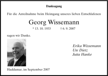 Traueranzeige von Georg Wissemann von HNA