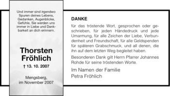Traueranzeige von Thorsten Froehlich von HNA