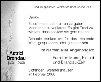 Traueranzeige von Astrid Brandau von HNA