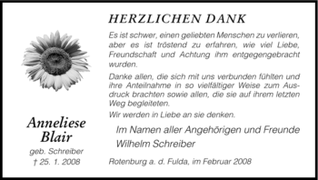 Traueranzeige von Anneliese Blair von HNA