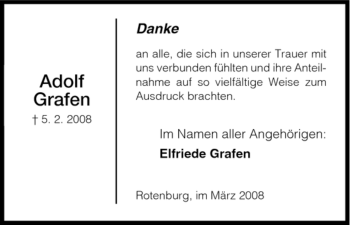 Traueranzeige von Adolf Grafen von HNA