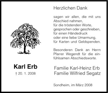 Traueranzeige von Karl Erb von HNA