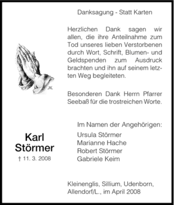 Traueranzeige von Karl Störmer von HNA