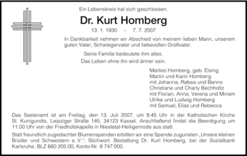 Traueranzeige von Kurt Homberg von HNA