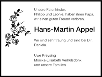 Traueranzeige von Hans-Martin Appel von HNA