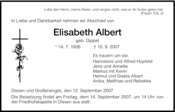 Traueranzeige von Elisabeth Albert von HNA