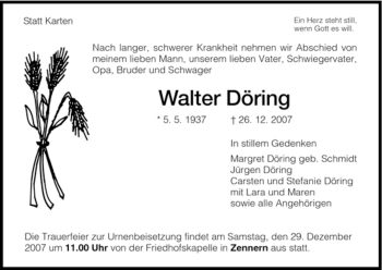 Traueranzeige von Walter Döring von HNA