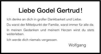 Traueranzeige von Liebe Godel von HNA