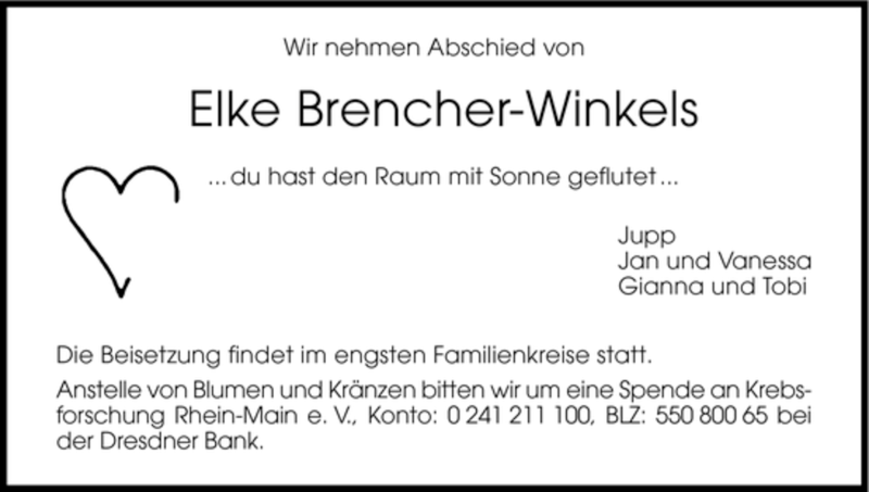  Traueranzeige für Elke Brencher-Winkels vom 28.04.2008 aus HNA
