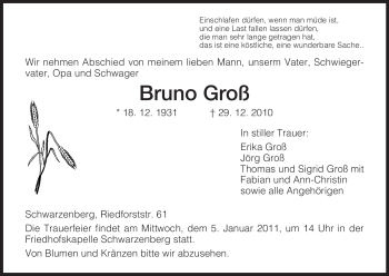 Traueranzeige von Bruno Groß von HNA