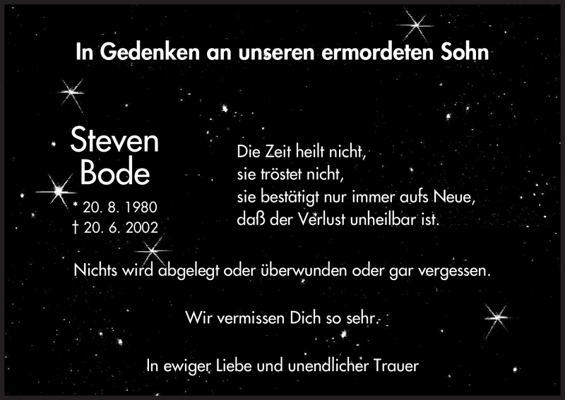  Traueranzeige für Steven Bode vom 21.06.2010 aus HNA