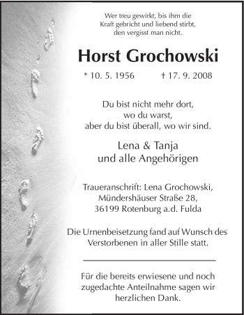 Traueranzeige von Horst Grochowski von HNA