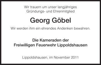 Traueranzeige von Georg Göbel von HNA