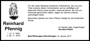 Traueranzeige von Reinhard Pfennig von HNA