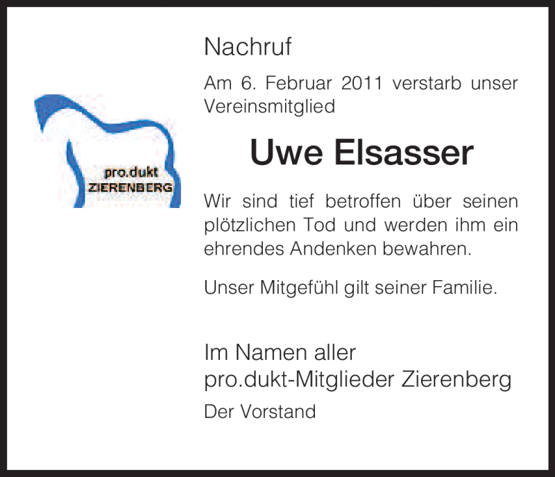  Traueranzeige für Uwe Elsasser vom 19.02.2011 aus HNA