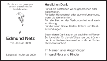 Traueranzeige von Edmund Netz von HNA