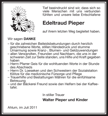 Traueranzeige von Edeltraud Pieper von HNA