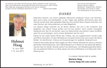 Traueranzeige von Helmut Haag von HNA
