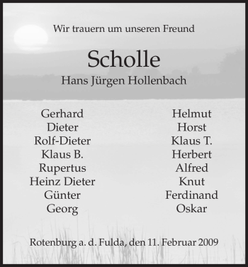 Traueranzeige von Hans Jürgen Hollenbach von HNA