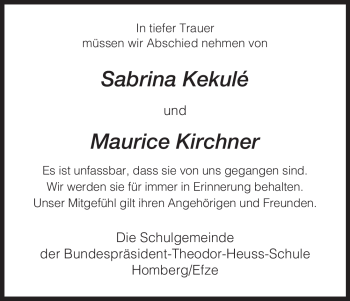 Traueranzeige von Maurice Kirchner von HNA