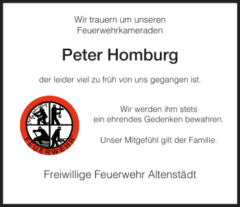 Traueranzeige von Peter Homburg von HNA