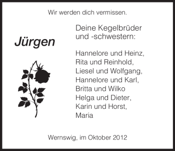 Traueranzeige von Jürgen  von HNA