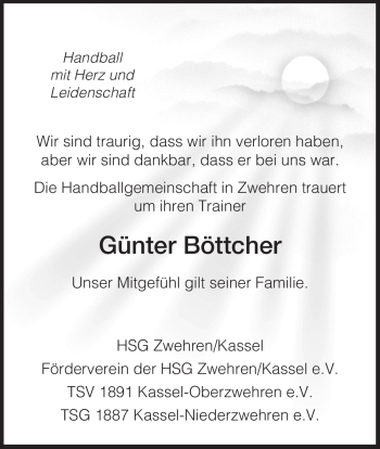 Traueranzeige von Günter Böttcher von HNA