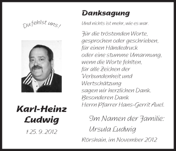 Traueranzeige von Karl-Heinz Ludwig von HNA