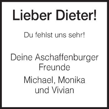 Traueranzeige von Dieter  von HNA